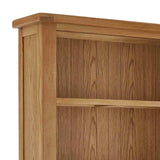 Zelah Oak Large Bookcase - Close up of top