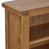 Zelah Oak Small Bookcase - Close up of top