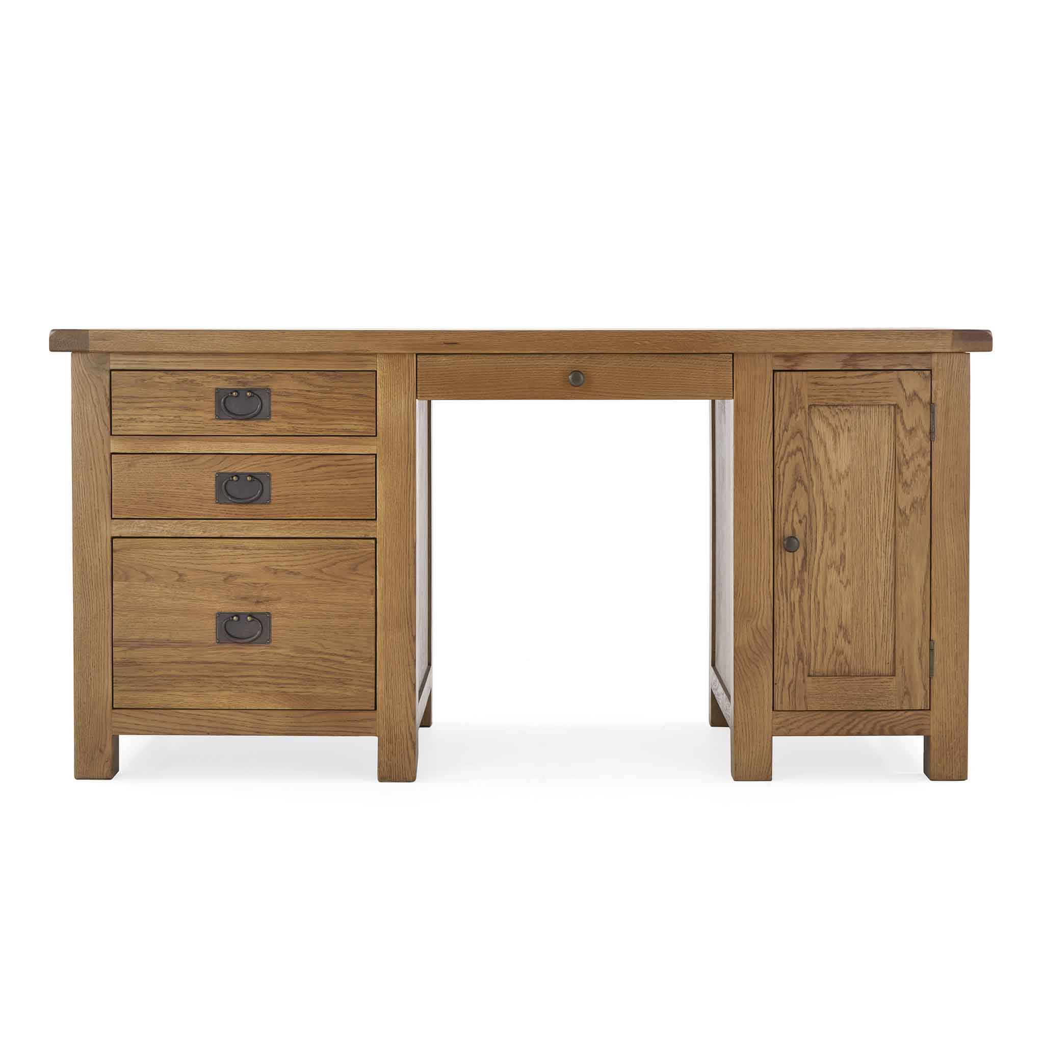 Large oak store desk with drawers