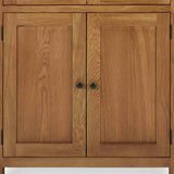 Zelah Oak Display Cabinet - Close up of lower cupboard doors