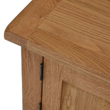 Zelah Oak 200cm TV Stand - Close up of top corner of stand