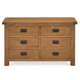 Zelah Oak 3+3 Drawer Chest of Drawers - Front view showing top