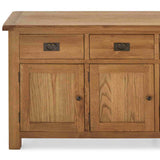 Zelah Oak Extra Large Sideboard - Close up of front of drawers and cupboard