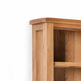 Surrey Oak Slim Bookcase - Close up of top corner