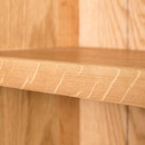 close up of fixed shelf edge on the Surrey Oak Slim Bookcase