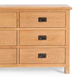 Surrey Oak Large Chest Of Drawers - Close up of right side of drawer fronts