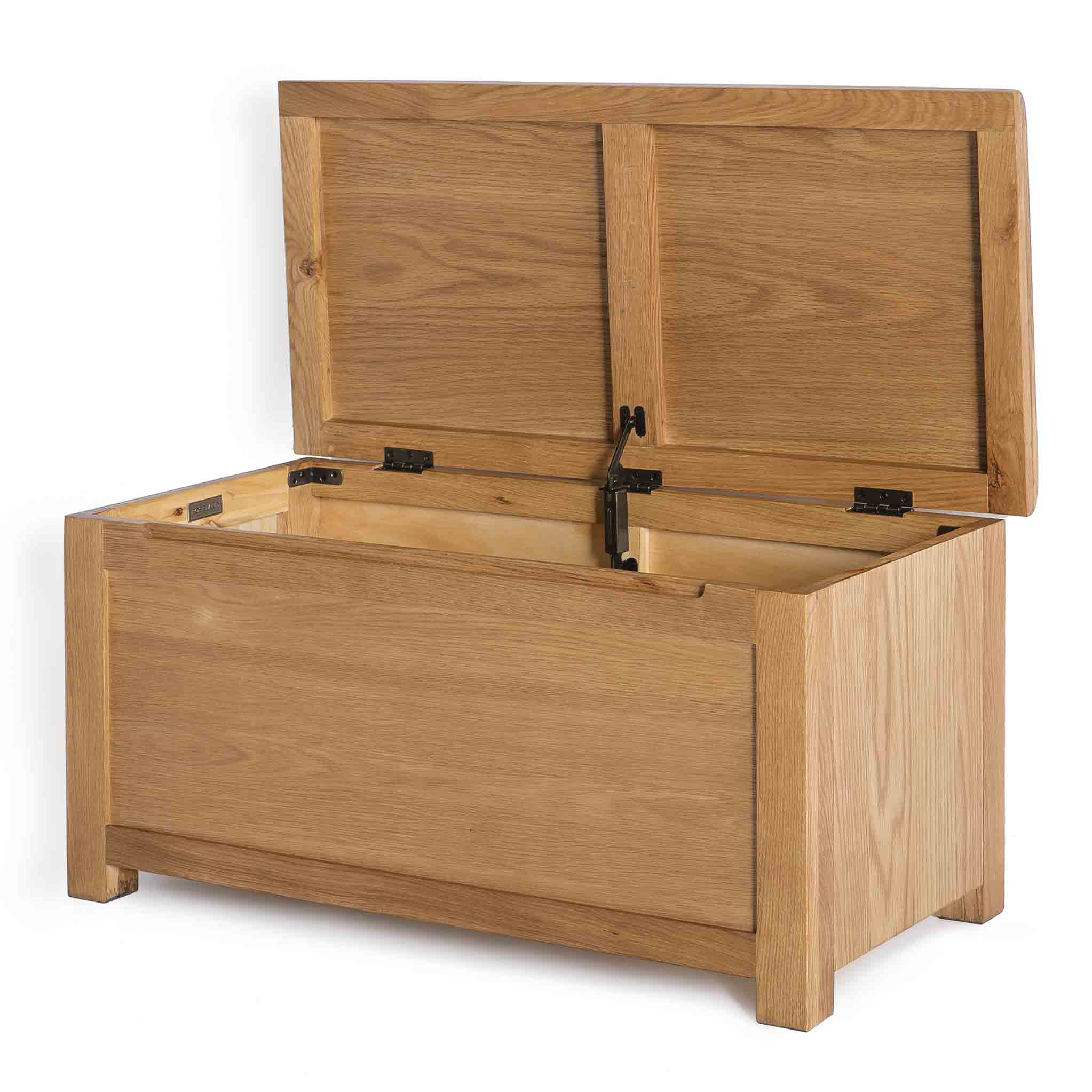 Surrey Oak Blanket Box with Sprung Top Solid Wood Rustic Waxed