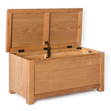 Surrey Oak Blanket Box / Ottoman - Side view with lid open