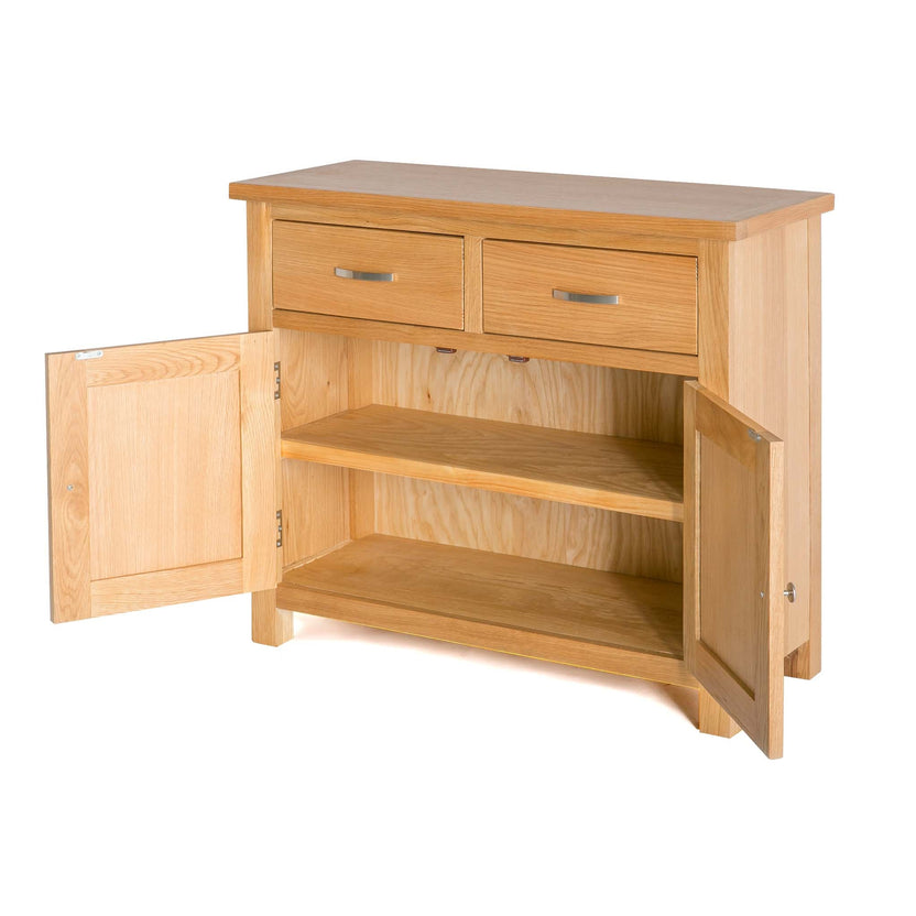 London Oak Small Sideboard | 2 Doors 2 Drawers | W:90cm | Roseland ...