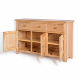 London Oak Large Sideboard - Side View with Doors Open