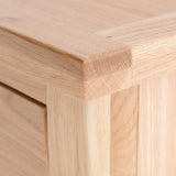 close up of oak top corner on London Oak Large Sideboard