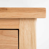 close up of oak top edge on London Oak Large Sideboard