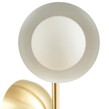 Estelle Brushed Brass Metal and White Orb Dome Floor Lamp