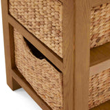 Zelah Oak Telephone Table - Close up of Baskets 