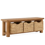 Zelah Oak Bench - With Baskets open