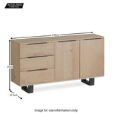 Dimensions - Oak Mill Small Sideboard - Metal Base - White Oil