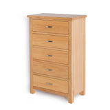 London Oak 5 Drawer Chest - Side view