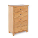 London Oak 5 Drawer Chest - Side view