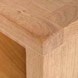 Surrey Oak Mini Bookcase - Close up of top corner of bookcase