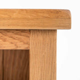 Surrey Oak Mini Bookcase - Close up of top corner of bookcase