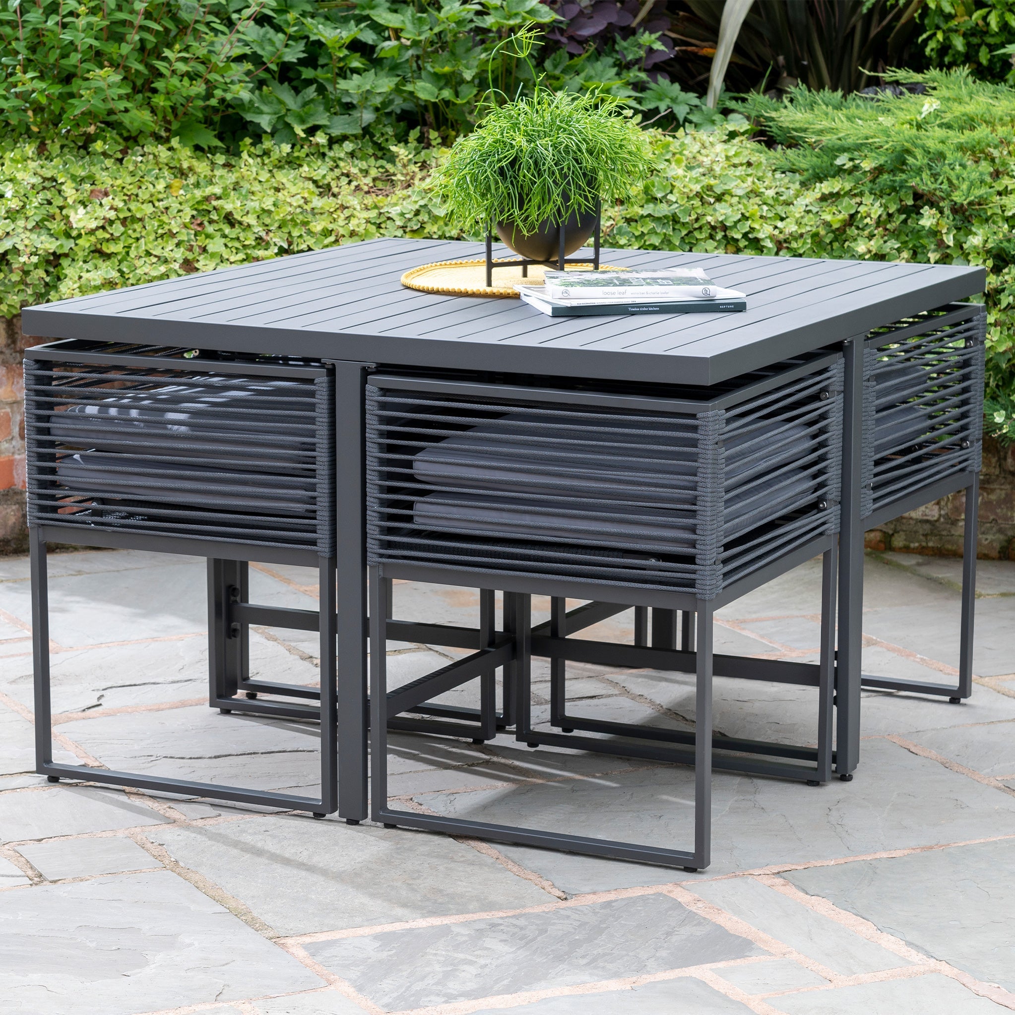 Sheringham Grey Aluminium Cube Outdoor Dining Set Roseland