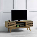 Brunswick Oak Effect Slatted TV Stand Unit Lifestyle