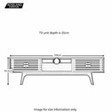 Brunswick Walnut Effect Slatted Wide TV Unit stand dimensions