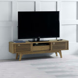 Brunswick Oak Effect Slatted Wide TV Unit stand Lifestyle