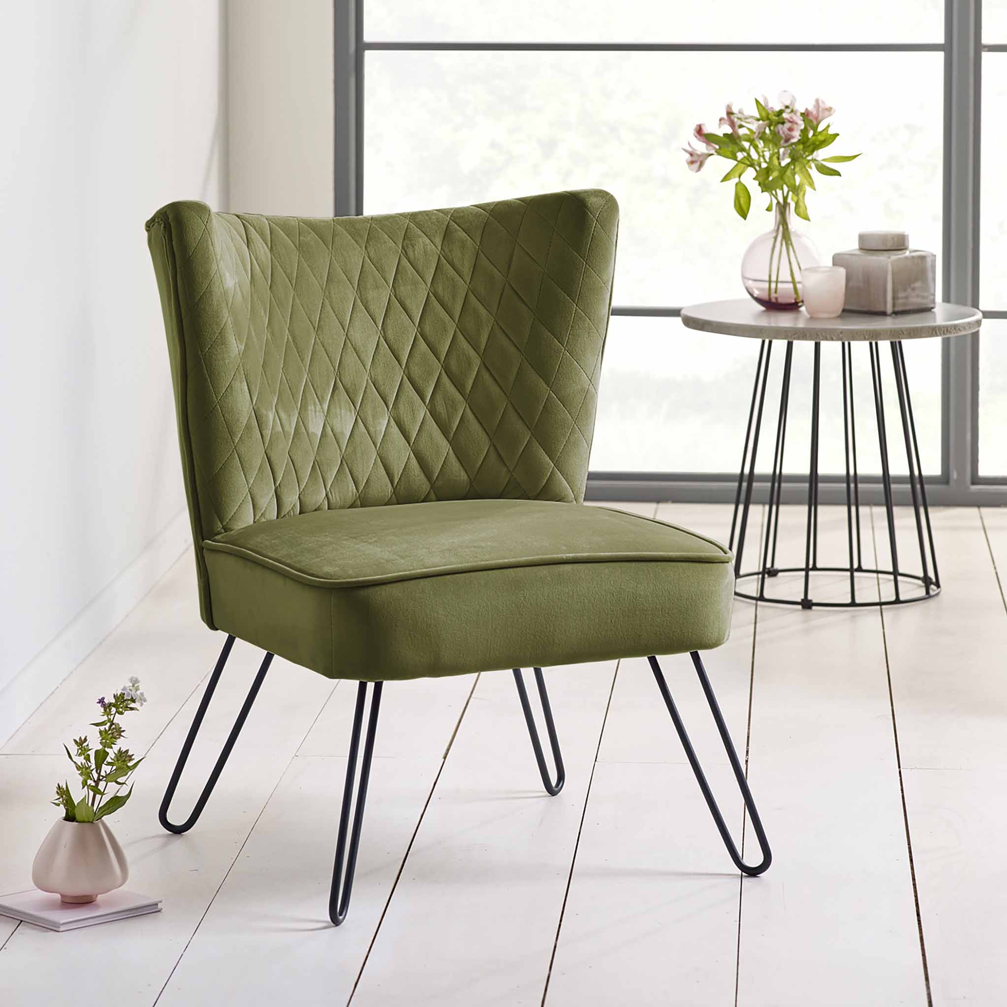 Green velvet vanity deals chair