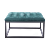 Adison Teal Buttoned Velvet Footstool