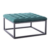 Adison Teal Buttoned Velvet Footstool from Roseland