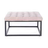 Adison Blush Pink Buttoned Velvet Footstool from Roseland