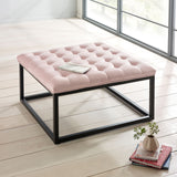 Adison Blush Pink Buttoned Velvet Footstool Lifestyle