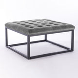 Adison Grey Buttoned Velvet Foot rest