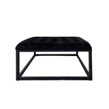 Adison Black Buttoned Velvet Footstool from Roseland