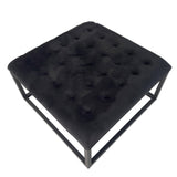 Adison Black Buttoned Velvet Footstool