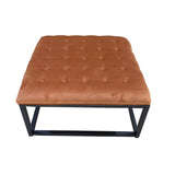 Adison Burnt Orange Buttoned Velvet Footstool from Roseland