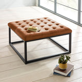 Adison Burnt Orange Buttoned Velvet Footstool Lifestyle