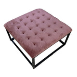 Adison Dusky Pink Buttoned Velvet Footstool from Roseland