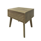 Brunswick Oak Slatted Lamp Side Table with Drawer