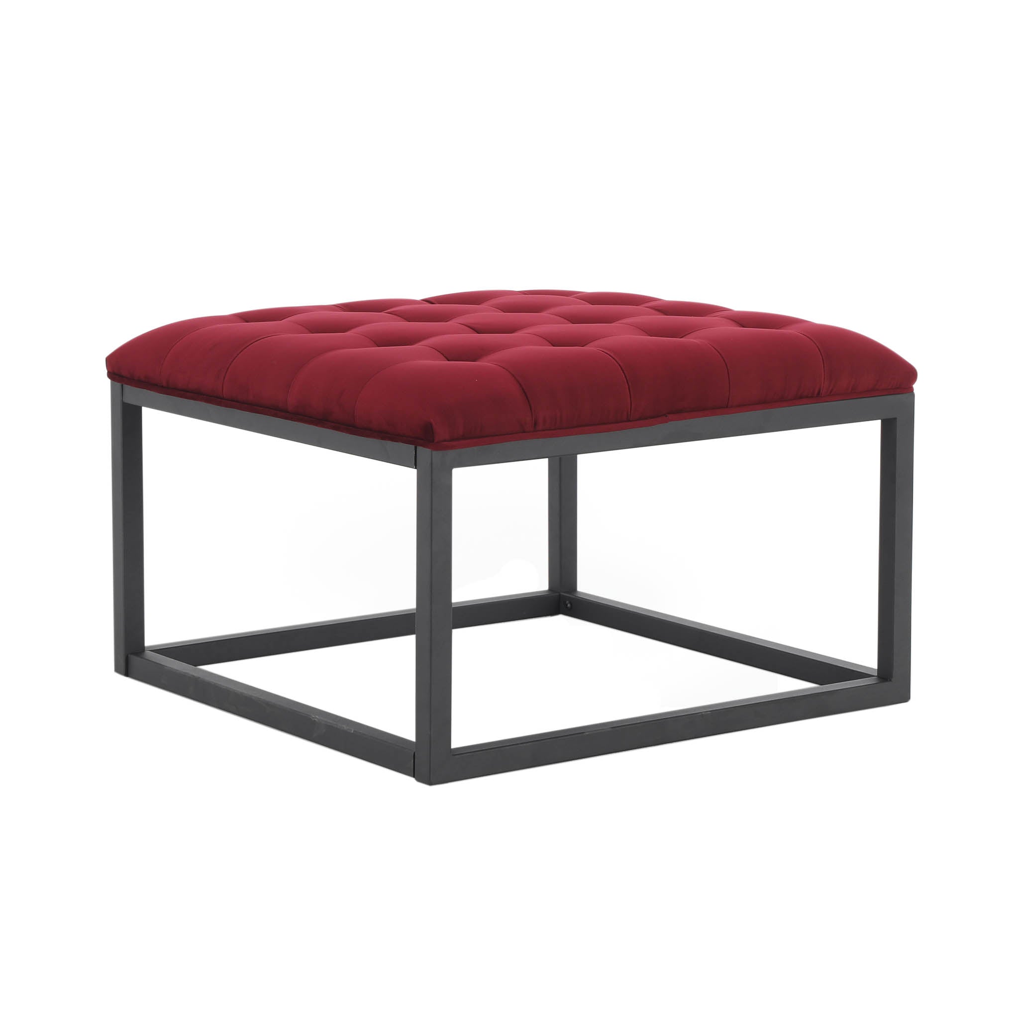 Red deals velvet ottoman