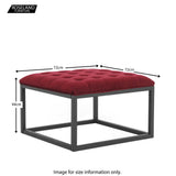 Adison Small Red Velvet Upholstered Footstool dimensions