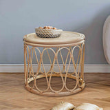 Azaki Rattan Round Side End Sofa Table