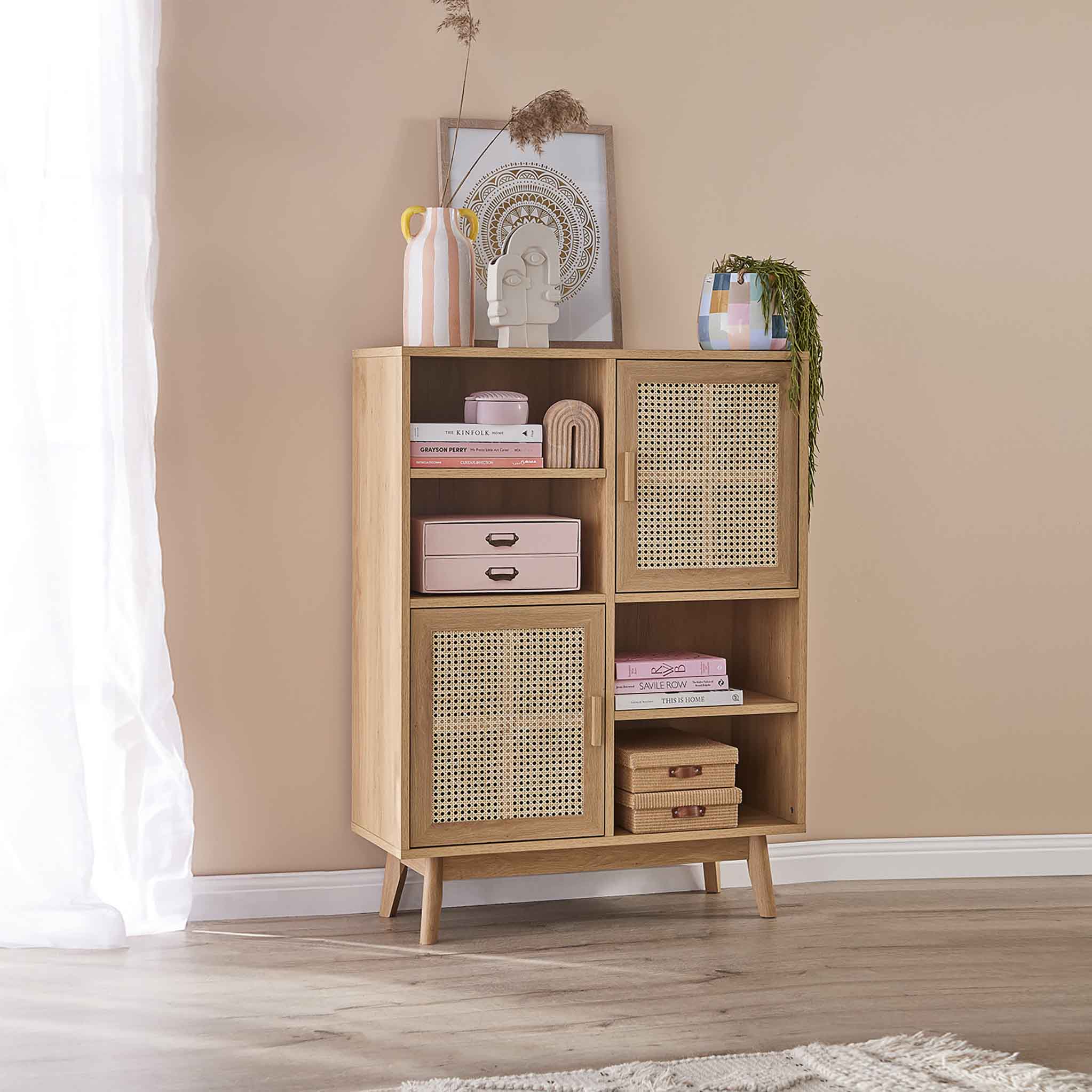 Rattan storage outlet cupboard