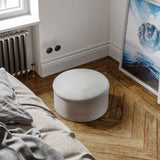 Mandy Grey Round Velvet Ottoman Storage Box Lifestyle