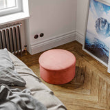 Mandy Pink Round Velvet Ottoman Storage Box Lifestyle