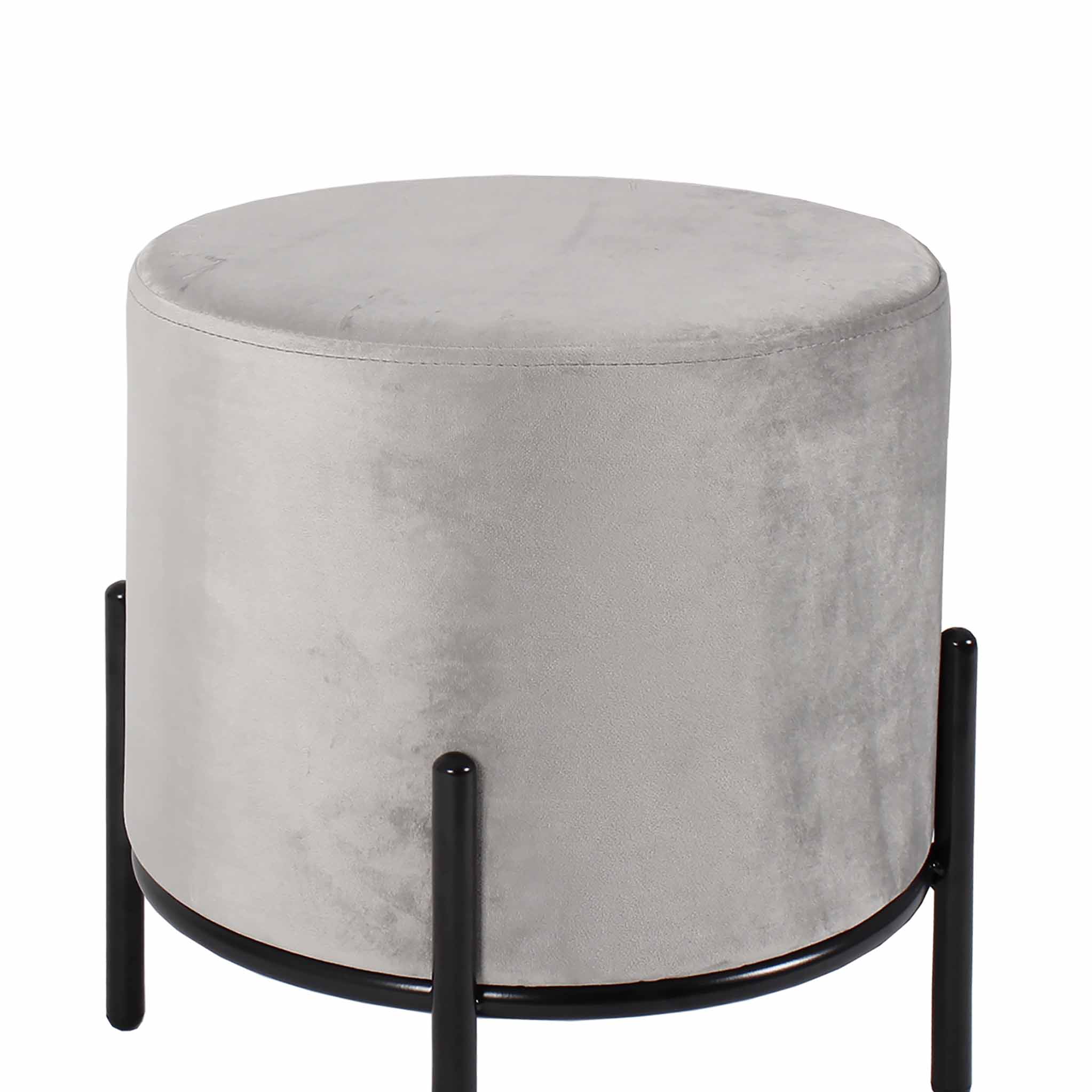 Velvet stool with store metal legs