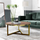 Alfreton Walnut Effect & Gold Coffee Table Lifestyle