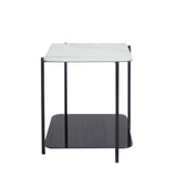 Adrian White & Black Marble and Glass Square Side Lamp Table