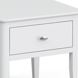 Chester White Lamp Side Table - Close up of drawer front